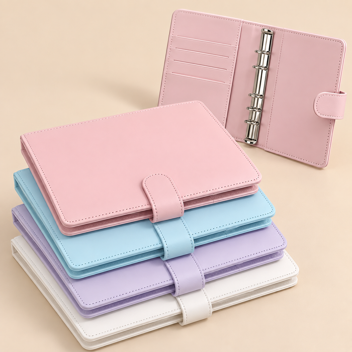 Solid Color Leather Notebook Folder