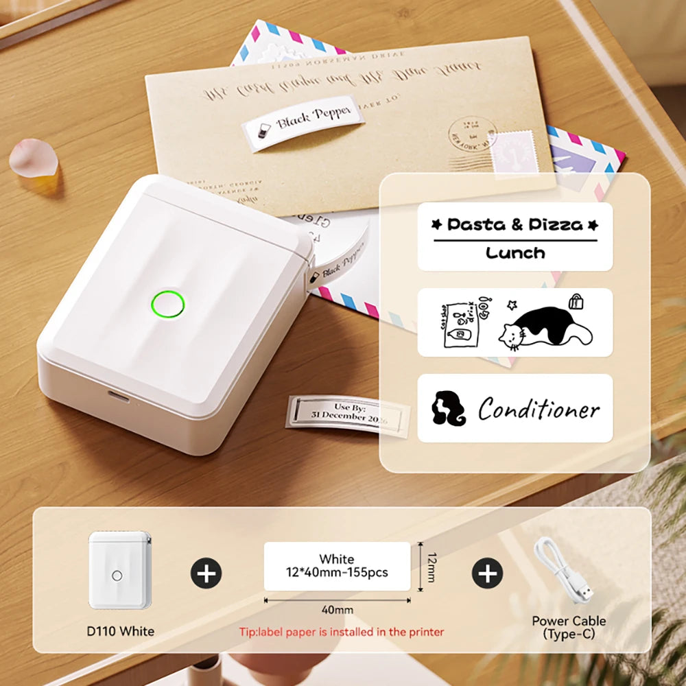 D110 Mini Thermal Label Printer Paper Maker Wireless
