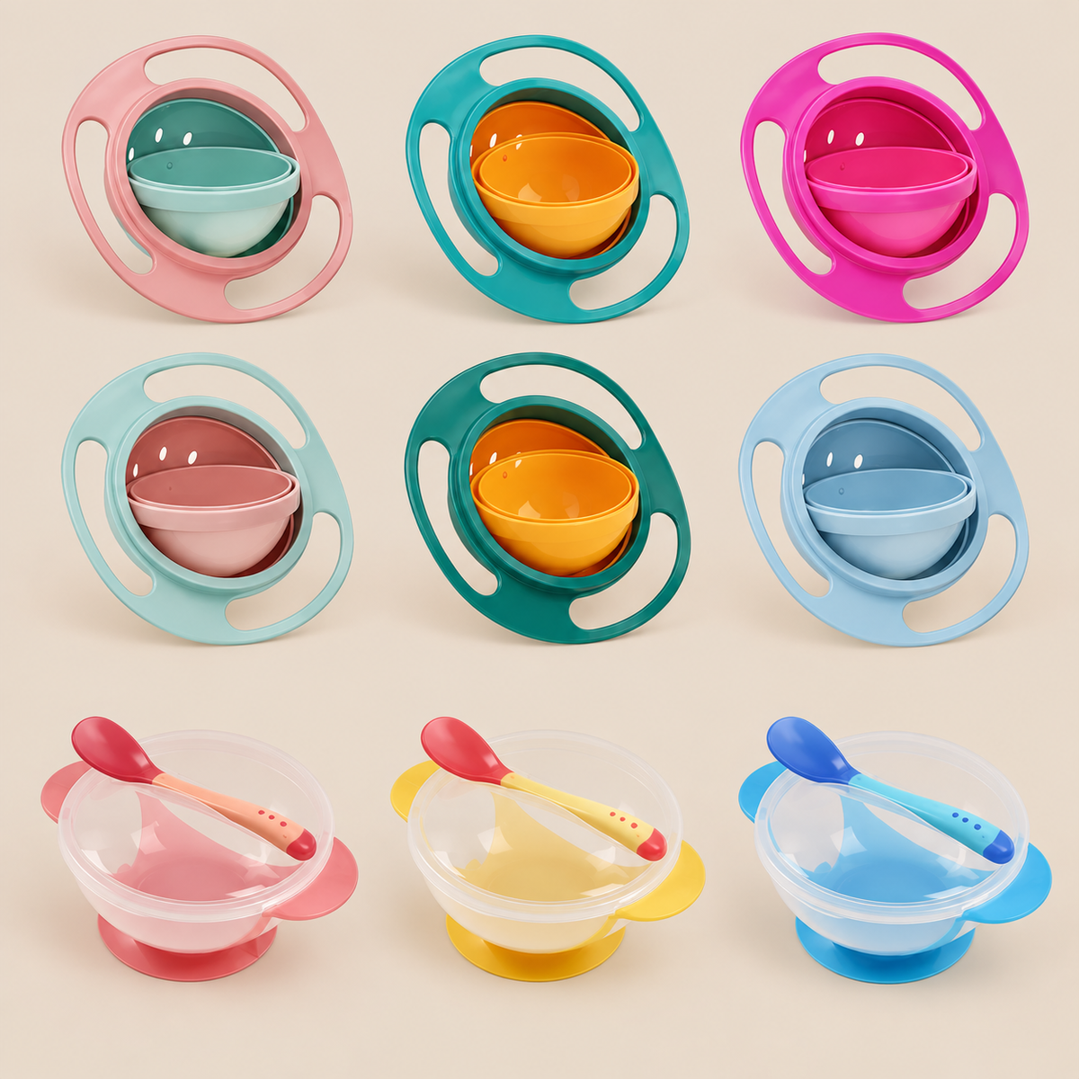 360° Rotating Spill-Proof Baby Feeding Bowl