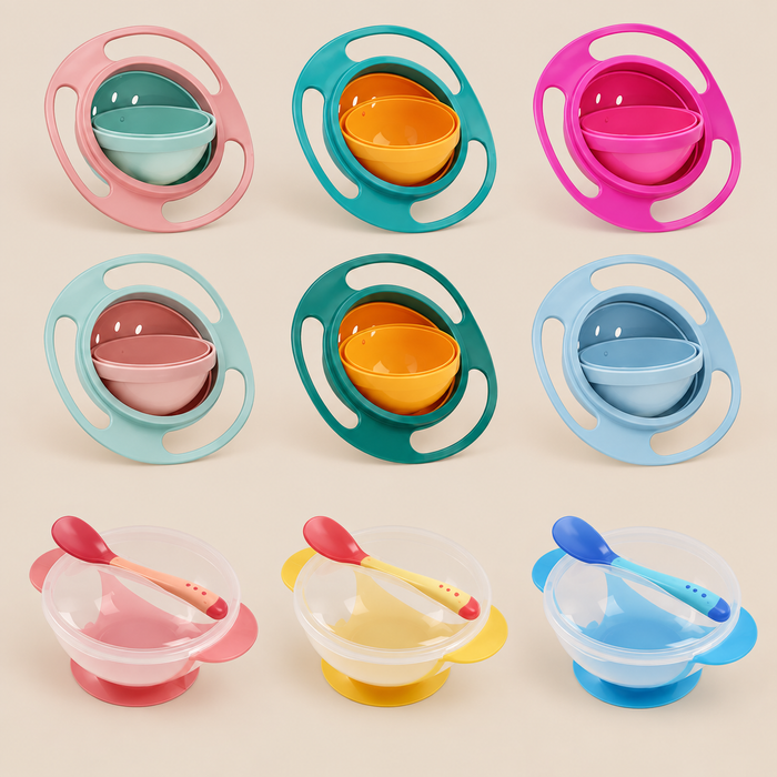 360° Rotating Spill-Proof Baby Feeding Bowl