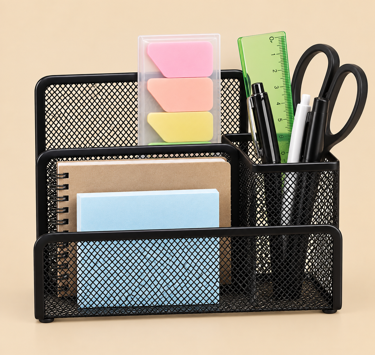 Black Metal Mesh Desk Organizer