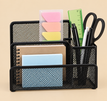 Black Metal Mesh Desk Organizer — imagen 1